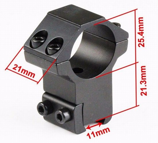 25mm / 1\" High Profile Rifle Scope Ring Mount for 11mm Dovetail
