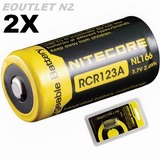 2X Nitecore NL166 3.7V CR123A RECHARGEABLE Battery PRO 16340