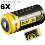 6X Nitecore NL166 3.7V CR123A RECHARGEABLE Battery PRO 16340