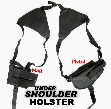 Shoulder Pistol Holster L/R Handed +Dual Mag