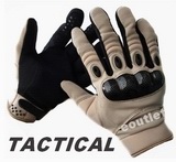 QUALITY! Carbon Knuckle Assault Gloves - L Tan