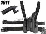 Q.R. Level 3 Tactical Holster (Black, RH, M1911) w/Flashlight Sl