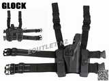 Q.R. Level 3 Tactical Pistol Drop Leg Holster RH Glock Black