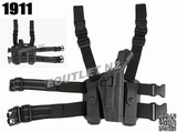 Q.R. Level 3 Tactical Pistol Drop Leg Holster RH M1911 Black
