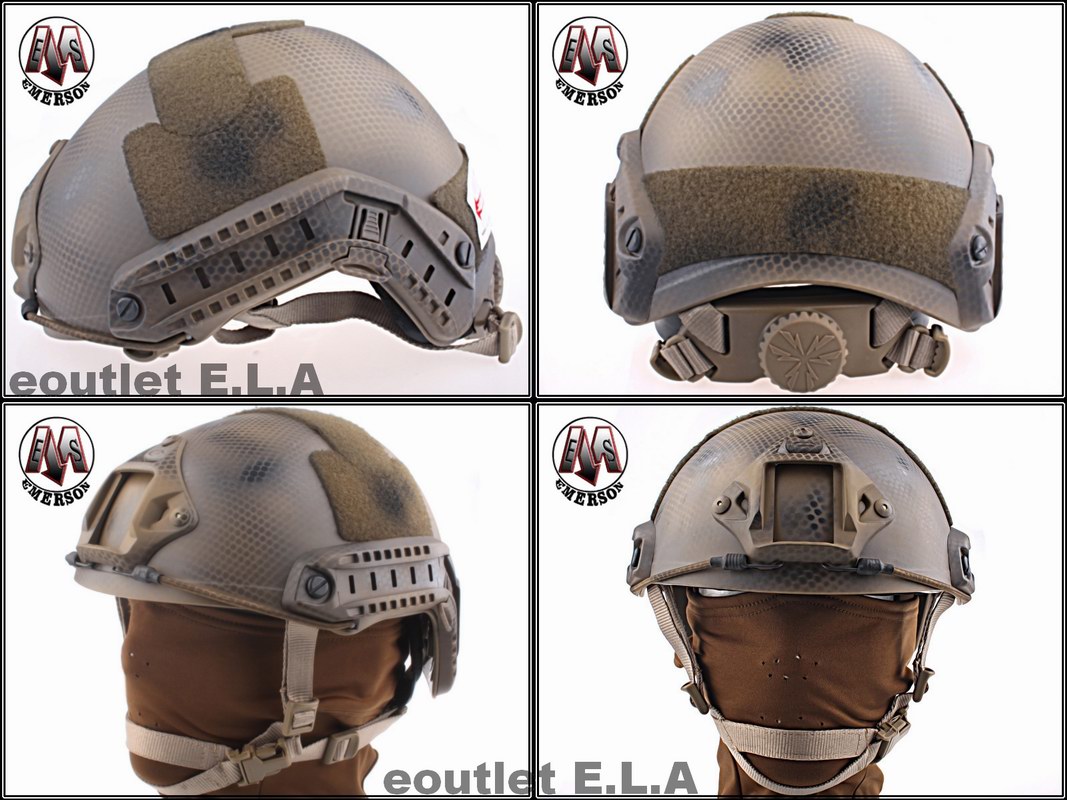 Emerson FAST MH Carbon Style Helmet US Seals CUSTOM DE/TAN