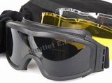 Quality Tactical Goggles w/3 Colour Lens Set BK