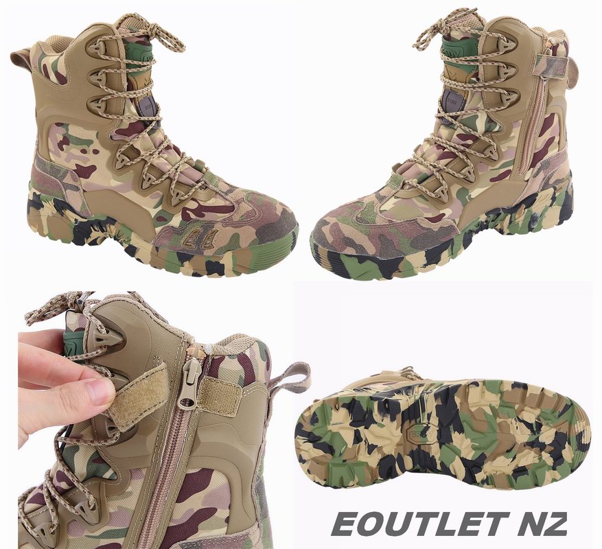 *PREMIUM* 8\" Tactical Combat Boots w/ Side Zipper Multicam