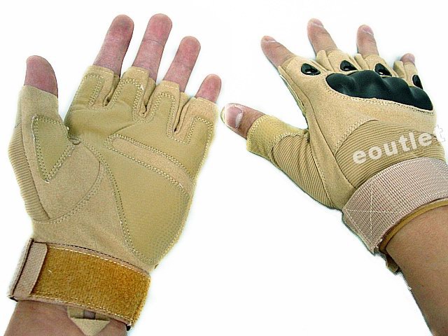 Half Finger Tactical Knuckle Assault Gloves - TAN