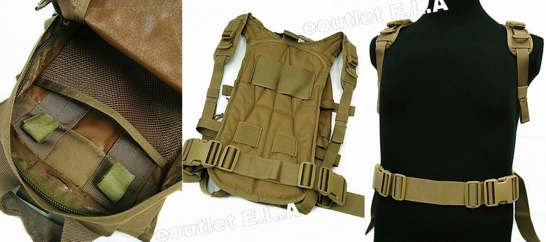 Tactical Utility MOLLE Hydration Water Backpack 1000D CB