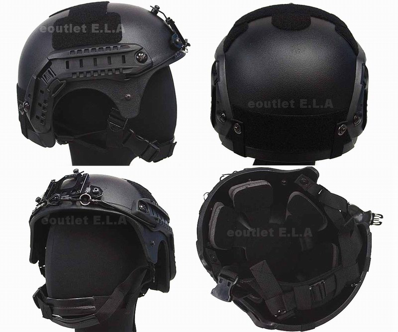 IBH Helmet with NVG Goggle Mount & Side Rails BK