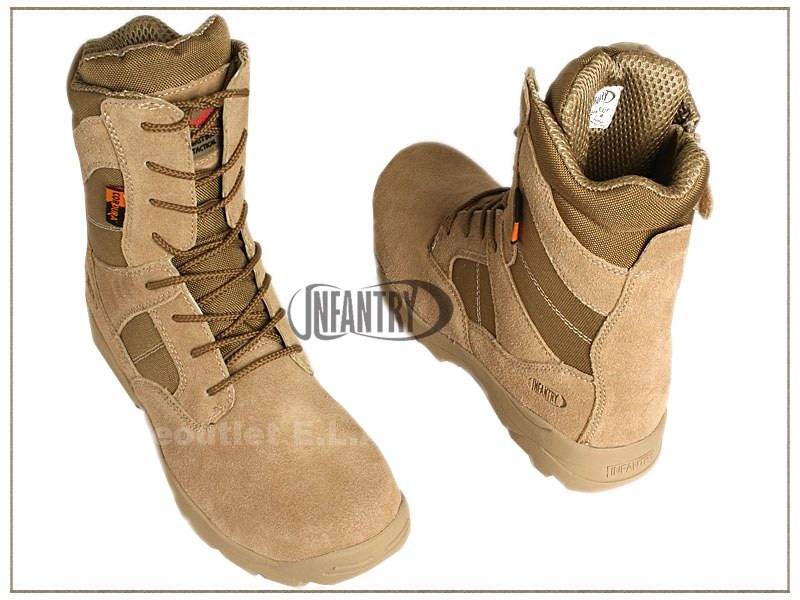 Infantry Mil-Spec Tactical Boots w/QD side Zipper Tan