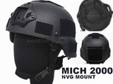 MICH 2000 Military Helmet w/ Mount (Black)