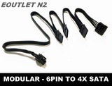 Modular 6 PIN to 4X SATA 15pin Power Supply Cable
