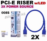 2X DELUXE! VER008S PCI-E Riser Card 3in1 POWER For GPU Mining
