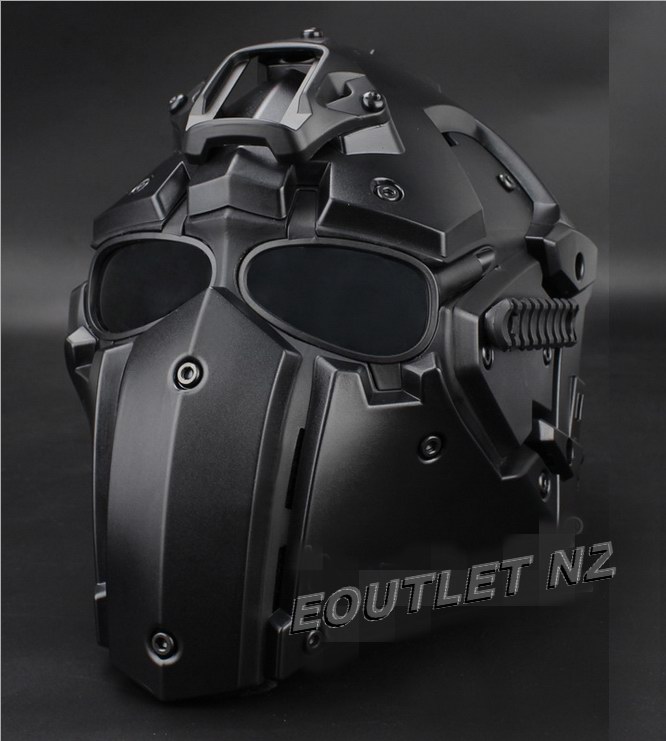 RONIN Style Tactical Deluxe Mask Helmet w/NVG Mount + 5 LENS BK
