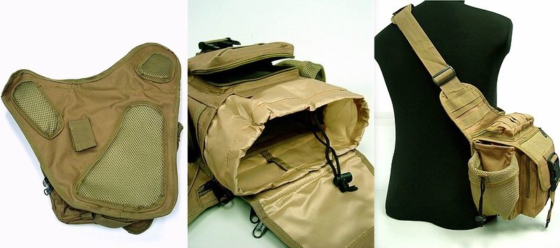 Milspec Shoulder Tactical Jumbo V.Pack Bag TAN
