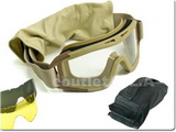 S.M Military Tactical Goggles w/3 Lens (TAN)