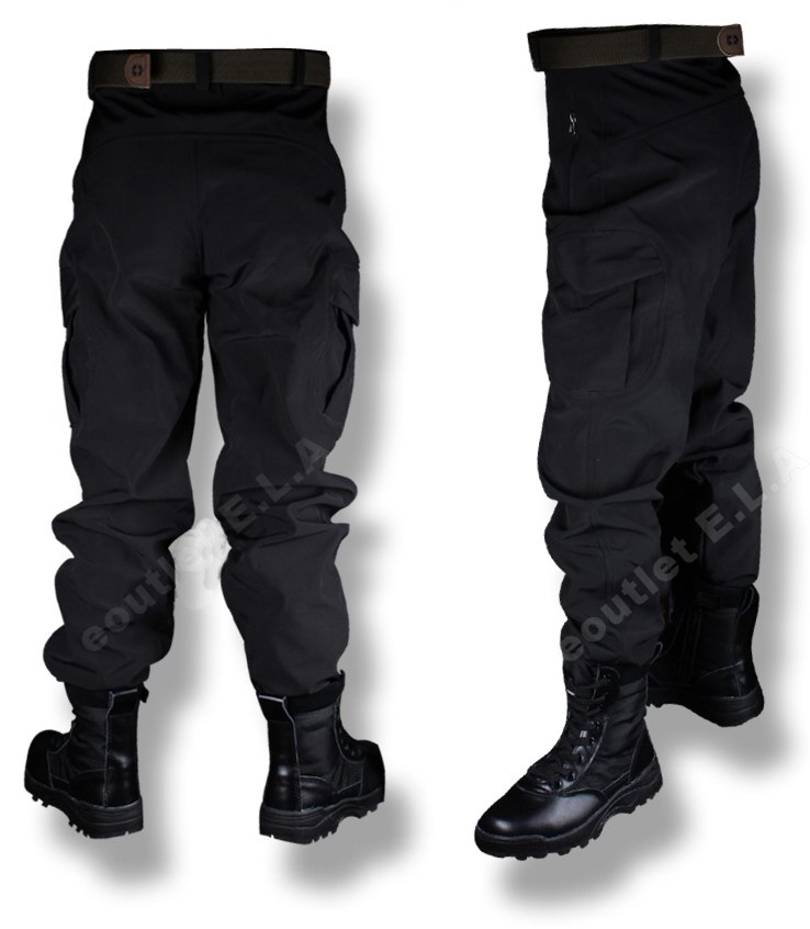 Tactical Soft Shell Waterproof Pants BLK S-XXXL