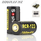 2X Soshine 3.7V CR123A RECHARGEABLE Battery PRO 16340 w/case
