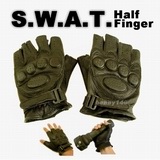SWAT HALF Finger Leather Combat Gloves SWAT - S-M