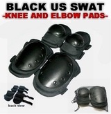 BLACK US SWAT Tactical CORDURA KNEE & ELBOW PADS