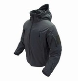 Tactical Soft Shell Weather Jacket w/Hood BLK S
