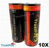 10x TrustFire 26650 Protected 3.7V 5000mAh Battery
