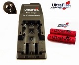 ULTRAFIRE 18650 Intelligent Charger + 2x 2600mAh RED