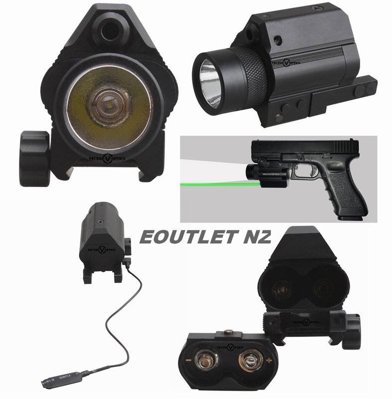 Vector Optics Doublecross Tactic Pistol Green Laser & Flashlight